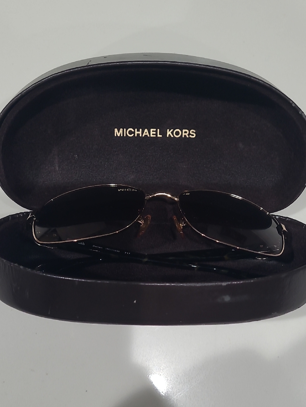 Michael Kors Gold Frame Black Lens Sunglasses with Case